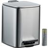 Relaxdays Pattumiera Bagno a Pedale 6 L, Cestino Interno Rimovibile, Coperchio Ammortizzato, Sacchetti Inclusi, Argento