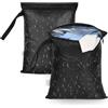 OTraki Sacco Biancheria Sporca Viaggio Riutilizzabile Wet Bag con Zip Tessuto Oxford Impermeabile Sacchetto Organizer per Gym Asciugamani Spiaggia Costume da Bagno Nero 30 x 36 cm 2 Pezzi