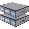 AiQInu Contenitori Sottoletto,2 Pezzi Organizer Sotto letto Con Finestra di Osservazione e Maniglia,Salvaspazio Pieghevole Organizzatore Armadio per Abbigliamento Coperte Piumoni