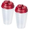 Westmark 2 Shaker per condimenti con Scala Graduata, Disco Rimovibile e Beccuccio Richiudibile, Capacità: 0,5 l, Plastica, Senza BPA, Mixery, Colore: Traslucido/Rosso, 243522ER