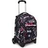 Seven Zaino Trolley Scuola Elementare Bambina, Zaino Sganciabile, Triplo Uso, New Tech, nero/rosa