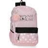 Disney Minnie Heads Zaino per bambini, zaino scolastico, realizzato in poliestere, tasche laterali, spalline larghe regolabili, maniglia superiore per appenderla, sistema magic Fix., Rosa, Taglia
