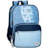 Pepe Jeans Joumma Bags - Zaino da scuola, blu e rosa, in poliestere, spallacci regolabili, per un comodo trasporto, vari scomparti, con portachiavi pompon, blu, Taglia unica, Zaino scuola