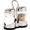 APS Ampolla per Pepe e Sale «Economic», 2 Pezzi con Contenitore in Acciaio Inox e saliera, Contenitore in Vetro Trasparente con Coperchio in Acciaio Inox e Piano a Torsione, 8 x 4 cm, Altezza 13 cm
