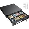 Tera Cassetto Portadenaro POS RJ12, 4 Vani Banconote e 6 Vani Monete, 330R | 33,5 x 33 x 10,4 cm, bianco, 12 V, angoli arrotondati, vassoio regolabile e fessura per ricevute; per negozi, bar e saloni