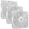 CORSAIR RS120 120 mm PWM Ventole - Connessione a Margherita - Basso Rumore - Cuscinetto a Cupola Magnetica - Confezione Tripla - Bianco
