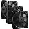 CORSAIR RS120 120 mm PWM Ventole - Connessione a Margherita - Basso Rumore - Cuscinetto a Cupola Magnetica - Confezione Tripla - Nero