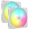 CORSAIR RS140 ARGB 140 mm PWM Ventole - Connessione a Margherita - Basso Rumore - Cuscinetto a Cupola Magnetica - Confezione Doppia - Bianco