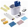 Vileda Professional, UltraSpeed Mini Kit, Sistema lavapavimenti piani, 10 panni Quick'n Dry, 1 panno micro r-Blue, 2 spugne Miraclean, 2 panni micro PVA, 1 spugna Glitzi, Guanti, non include il manico