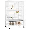 Yaheetech Gabbia Voliera Uccelli con Ruote Metalliche 79 × 51,8 × 132 cm
