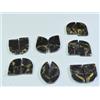 75Cts. Lotto di 7 paia di cabochon in rame nero naturale Tourquise fantasia