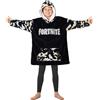 Fortnite Felpa Oversize Bambino Ragazzi 14+ Cappuccio Coperta Indossabile Extra Lungo Poncho Pile Giocatore Regali Bambini (Mimetica Bianco/Nero Bambini)