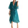 Generic Stylosissimo e Elegante Abito Maxi con Scollo a V, Abito Lungo in Chiffon Fluido, Abito Maxi da Sera per Feste Estive, Abito da Ospite per Matrimonio da Donna, Verde (lake green), XXL