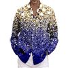 Generisch Camicia glitterata da uomo con paillette, camicia glitterata, per feste di carnevale, costume colorato, a maniche lunghe, per smoking, per feste a tema, festival musicali, Capodanno