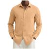 Generic 2026 Camicie da uomo Traspirante Camicia Casual Estate Misto Lino Button Down per Abbigliamento Business Leggero Confortevole Vestibilità Rilassata Top a Manica Lunga Estate, Arancione, L