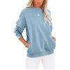 Cuptacc Pullover Donna Felpa Donna Senza Cappuccio Maglietta Girocollo T-Shirt Maniche Lunghe con Tasche XL