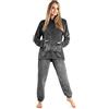 CityComfort Set Pigiama Donna Invernale in Pile, Pigiami con Cappuccio, 2 Pz Abbigliamento da Casa, Regalo Donna Adolescenti (Carbone Scintillante,L)