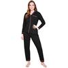 CityComfort Pigiama Donna - Pigiama Lungo Maglia con Bottoni a Maniche Lunghe S-XL - Pigiama Due Pezzi in Cotone Invernale Autunnale (Nero, M)