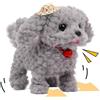 Cuteoy Walking - Peluche educativo a forma di cane grigio, parlante, svolazzante, per ragazze e ragazzi, per compleanno, 17,8 cm