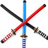 Milisten Set di 3 katanas, giocattoli per cosplay in plastica, leggero, rosso, blu, nero, per ragazzi e ragazze, 8-12 anni, festa di compleanno, travestimento accessori Samurai
