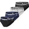 Umbro Slip Uomo Cotone, Set da 4, Nero Uni (M)