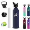 Grsta Borraccia Termica- Borraccia 500 ml- Borracia con Cannuccia- Senza Perdite- Borracce Bambini- Mantiene Caldo per 12 Ore/Freddo 24 Ore, Termos Con 2 Tappi per Scuole, Campeggio, Uffici