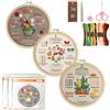 Cozary Kit Ricamo Principianti - Set Completo con 16 Colori di Filo, 3 Tessuti Stampati con Motivi Floreali, Telaio in Bambù (20 cm), Forbici e Accessori - Kit Punto Croce per Adulti