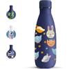 Motswedi Borraccia Termica, 350 ml Senza BPA, Borraccia, 18/8 Acciaio Inossidabile, Bottiglia Bambini, Isolamento Sottovuoto a Doppia Parete, Bottiglia Termica per Scuola, Viaggi - Blu Scuro Volpe