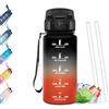 Mulbijeo Borraccia 500Ml, Senza BPA & A Prova di Perdita, Borracce con Cannuccia, Reutilizables, Borraccia Bambini, Apertura One-touch, Borracce Motivazionale per Scuola, Palestra, Ufficio, Lavorando