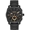 Fossil Orologio Machine da uomo, movimento cronografo al quarzo da 42 mm con cinturino in acciaio inossidabile o in pelle, 42 mm, Nero e oro rosa