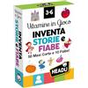 HEADU - Carte Vitamine Gioco Inventa Storie e Fiabe - 50 Cards e 10 Fiabe |Giochi di Carte per Bambini 3-6 Anni, Cards Illustrate per Inventare e Raccontare Storie, Gioco Educativo, Idea Regalo Natale