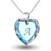 Kristallwerk Collana in argento 925, con ciondolo a forma di cuore contenente elementi di cristalli Swarovski e una lettera alfabetica incisa. Colore: azzurro. Personalizzabile e argento, colore: Buchstabe A , cod. 622518001BLABAKS