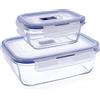 Luminarc Pure Box Active Set 2 Contenitori Rect Ermetici Vetro Set 2 Pezzi 38cl - 122cl Trasparente