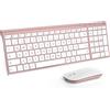 seenda WGJP-031B - Set tastiera e mouse senza fili, layout QWERTZ, bianco e