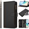 TAIHOZE Compatibile con Realme C21 4G,Compatibile con Realme C20 / C11 4G (2021) kickstand Portafoglio con cerniera, scomparti multipli per carte, cordino corto, custodia protettiva Black