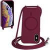 FMPCUON FNPCUON Cover Magnetica Silicone per iPhone XS Max con Cordino,Compatibile con MagSafe,Custodia con Laccio Collana Tracolla Collo Sottile TPU Antiurto Protettiva Case con Corda.Rosso