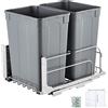 VEVOR Pattumiera Estraibile, ca. 39,8 L x 2, Doppio Contenitori per Rifiuti da Cucina Sottotop, Cestino per la Raccolta Differenziata, con Kit Porta e Chiusura per Mobili da Cucina, Grigio