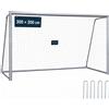 Relaxdays, porta da calcio senza struttura di supporto, dimensioni: 200 x 300 x 120 cm, rete in PE e acciaio, con picchetti per fissaggio a terra, ideale per il giardino, grande porta da gioco, colore grigio