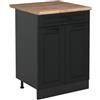 Vicco Mobiletto base cucina R-Line, Antracite country/Antracite 60 cm | Frontale in MDF · + Piano di lavoro · Piedini regolabili in altezza · 1 Ripiano · Liberamente combinabile