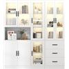 Azkoeesy Vetrina bianco con Luci LED tramite App, Ante in Vetro trasparente, altezza 200 cm, Armadietto alto, libreria per soggiorno/ufficio/studio (180 x 40 x 200 cm) - N625P485259260W-2