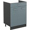 Vicco Mobiletto base cucina R-Line, Grigio-blu/Antracite 60 cm | 2 Ante · Senza piano di lavoro · Piedini regolabili in altezza · 1 Ripiano · ✓ Liberamente combinabile