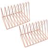 Beihaoer 2 pcs Portariviste, porta giornali, da scrivania, in ferro, multifunzione, a triangolo, per la casa, l'ufficio, le librerie (oro rosa)