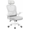 naspaluro Sedia da Ufficio Ergonomica, Supporto Lombare e Poggiatesta, Grey | Piccola Sedia Scrivania Braccioli Regolabili, Girevole e Regolabile in Altezza, Seduta Ergonomica Traspirante, Per Lavoro