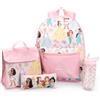 Disney Set di 4 pezzi rosa con zainetto, borsa per il pranzo, astuccio e borraccia per la scuola delle bambine.