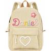 kaululu Zaino Asilo Personalizzato in Velluto Coste per Bambini - Piccoli Zainetto Scuola per Bambino con Nome Ricamato, Ideale per Asilo Gite in Campeggio 3-8 Anni (Cachi)