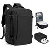 HPLQQ Zaino 40x30x20 per Ryanair Zaino da Viaggio Aereo Bagaglio a Mano | 24L Borsa da Cabina 40x30x20 per Uomo e Donna Lavoro e Scuola Trekking Casual Daypack Impermeabile,E Nero