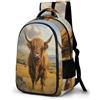 WECECE Zaino Scuola Cow Alunni 9 Anni Zaino per Computer Highland Cow Bambino Classe 3-5 Borsa Scuola per Studenti Impermeabile Grande Viaggio Uso Quotidiano Backpack