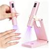 SUNSMAI Mini lampada UV per unghie, lampada UV piccola portatile con supporto, lampada LED per unghie in gel, lampada portatile per unghie con display digitale, timer, ricaricabile tramite USB, bianco
