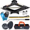 AMVIA Cric per Auto 3 T | Cric a Forbice Universale Portatile per SUV | Tampone a Croce (+2,5 cm), Tampone Piatto, Chiave per Ruote Inclusa, Kit di Emergenza, Cambio Pneumatici, Assistenza Stradale