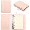 DIYCUT Quaderno a Sei Spirali A7 Ring Binder, con 56 Pezzi Fogli Vuoti | Fogli Intercambiabili Quaderno ad Anelli, Copertina in Pelle Raccoglitore ad Anelli A7, per Note, Diari - Rosa